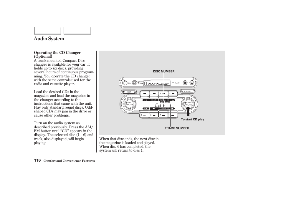 Audio system | Acura 2003 NSX - Owner's Manual User Manual | Page 119 / 303