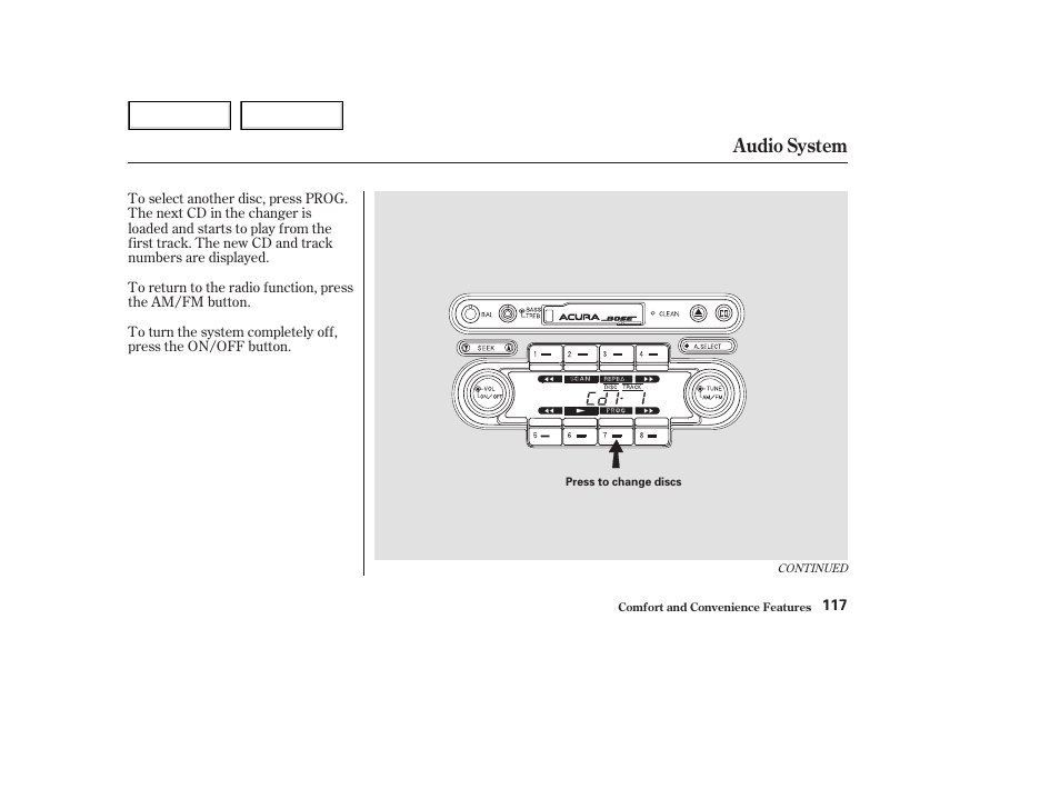 Audio system | Acura 2003 NSX - Owner's Manual User Manual | Page 120 / 303