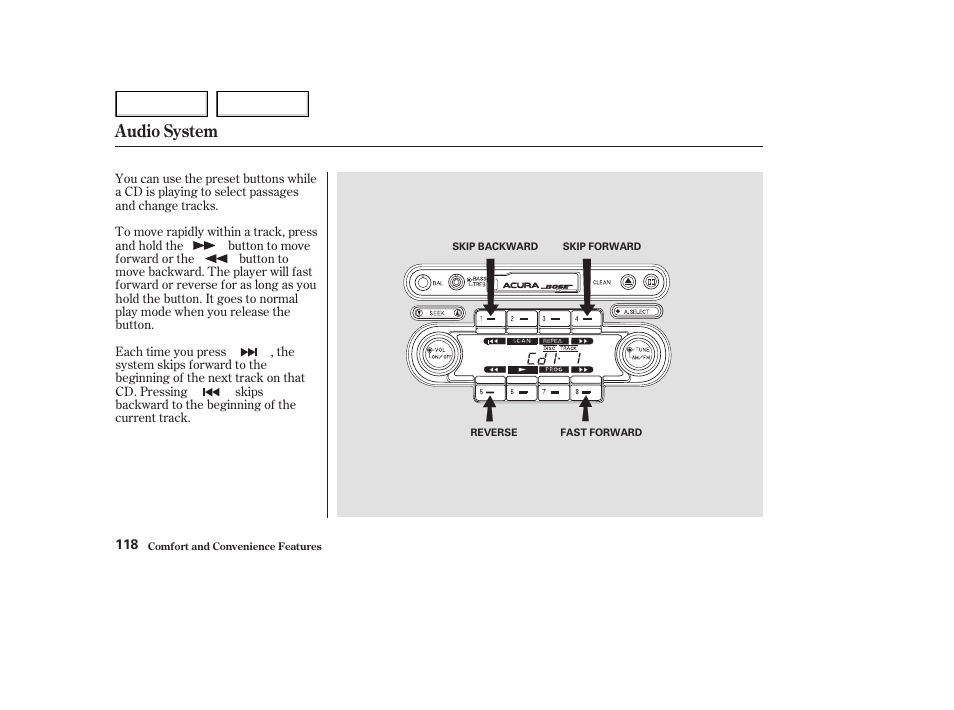 Audio system | Acura 2003 NSX - Owner's Manual User Manual | Page 121 / 303