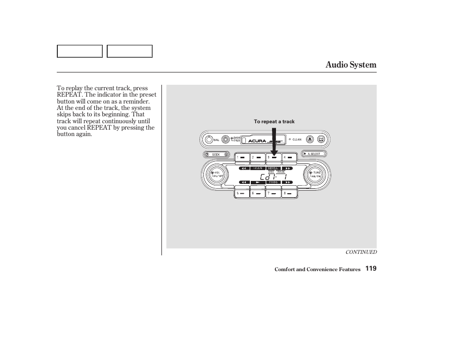 Audio system | Acura 2003 NSX - Owner's Manual User Manual | Page 122 / 303