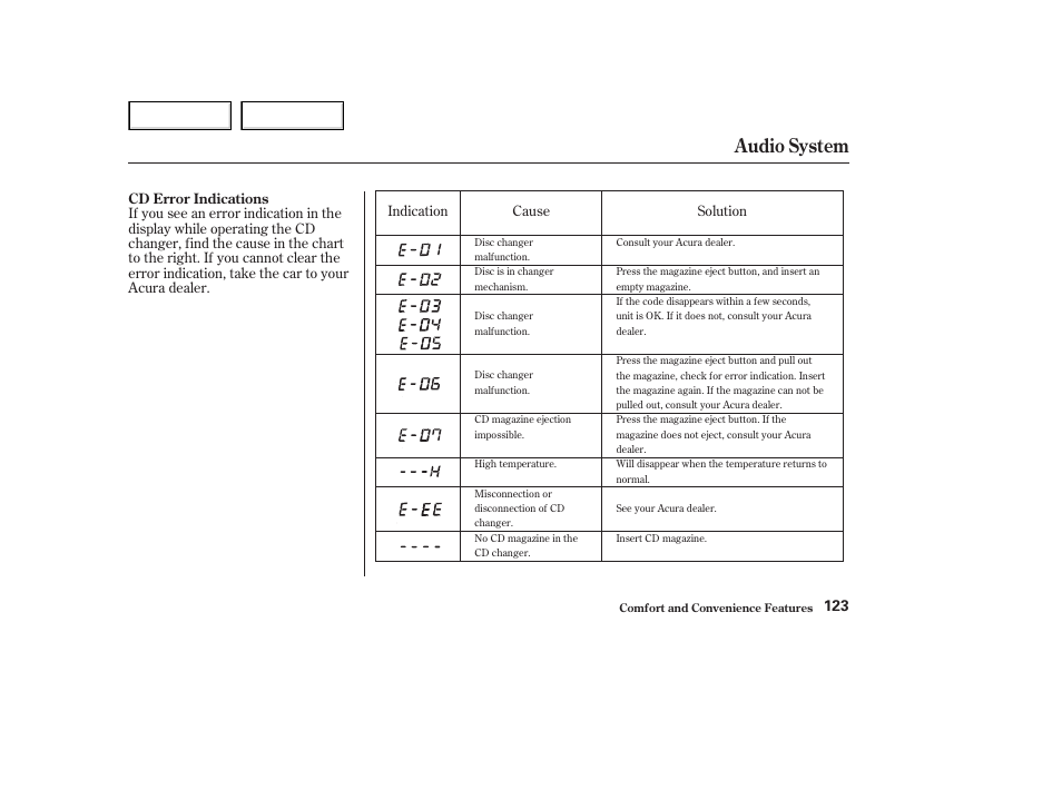 Audio system | Acura 2003 NSX - Owner's Manual User Manual | Page 126 / 303