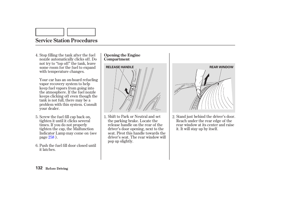 Service station procedures | Acura 2003 NSX - Owner's Manual User Manual | Page 135 / 303