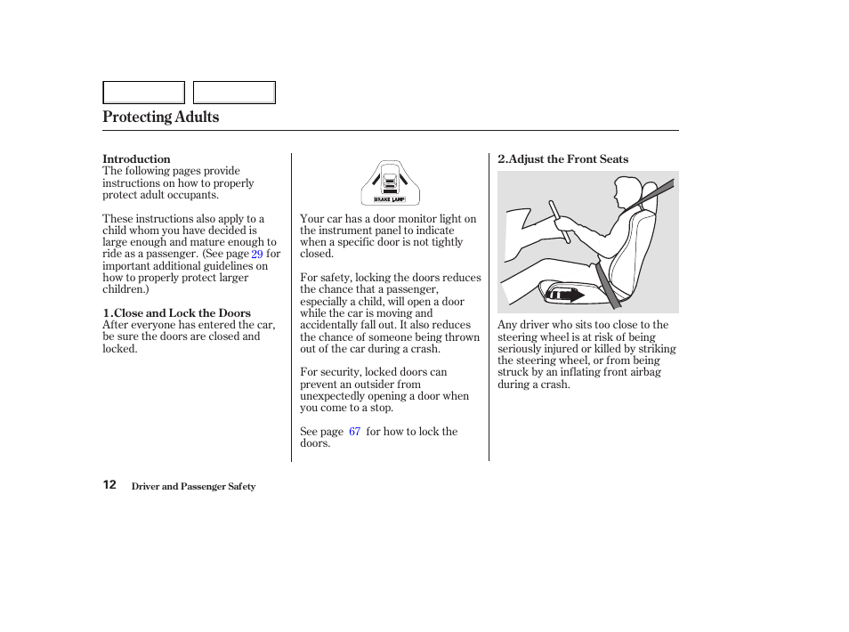 Protecting adults | Acura 2003 NSX - Owner's Manual User Manual | Page 15 / 303