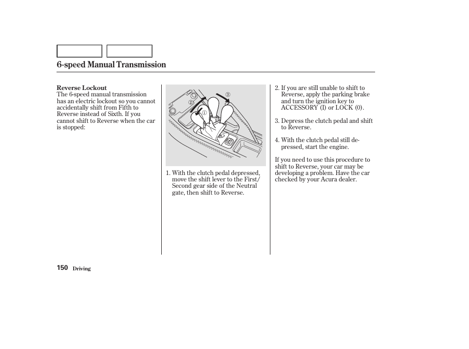 Speed manual transmission | Acura 2003 NSX - Owner's Manual User Manual | Page 153 / 303