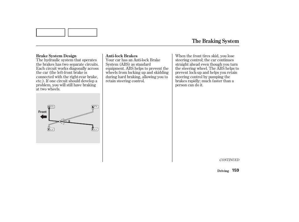The braking system | Acura 2003 NSX - Owner's Manual User Manual | Page 162 / 303
