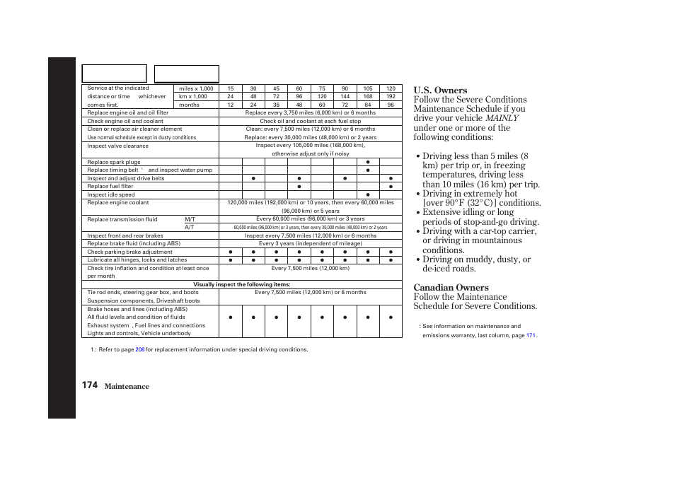 U.s. owners canadian owners | Acura 2003 NSX - Owner's Manual User Manual | Page 177 / 303