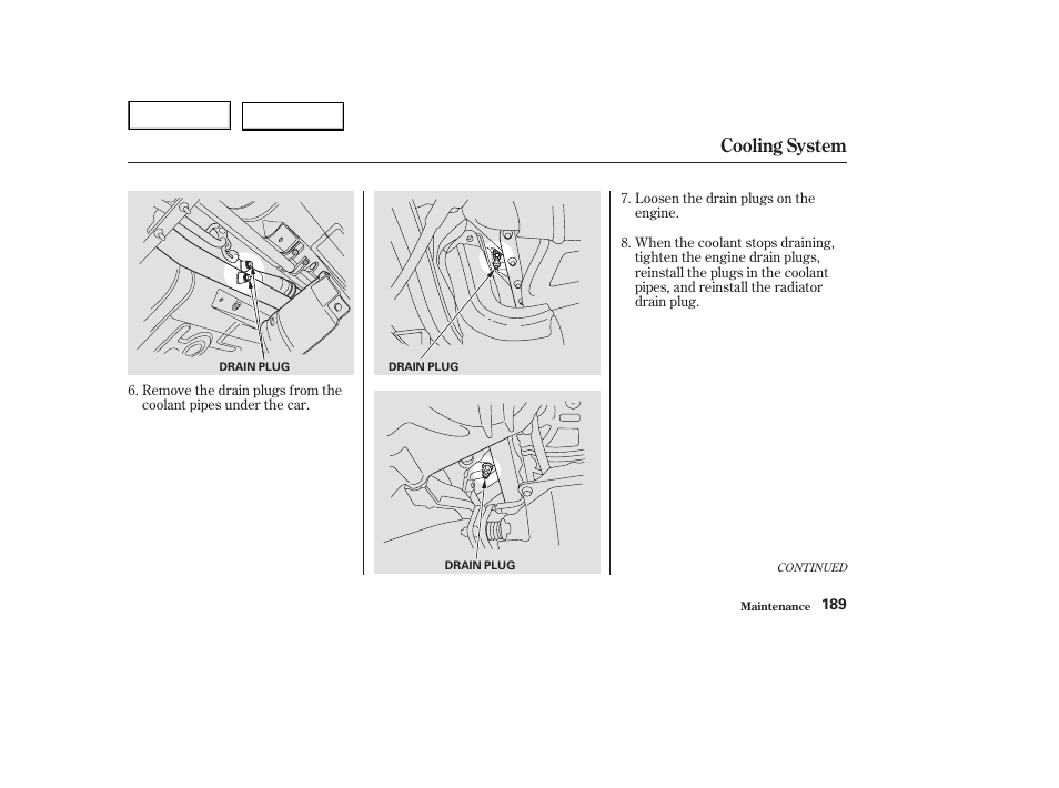 Cooling system | Acura 2003 NSX - Owner's Manual User Manual | Page 192 / 303