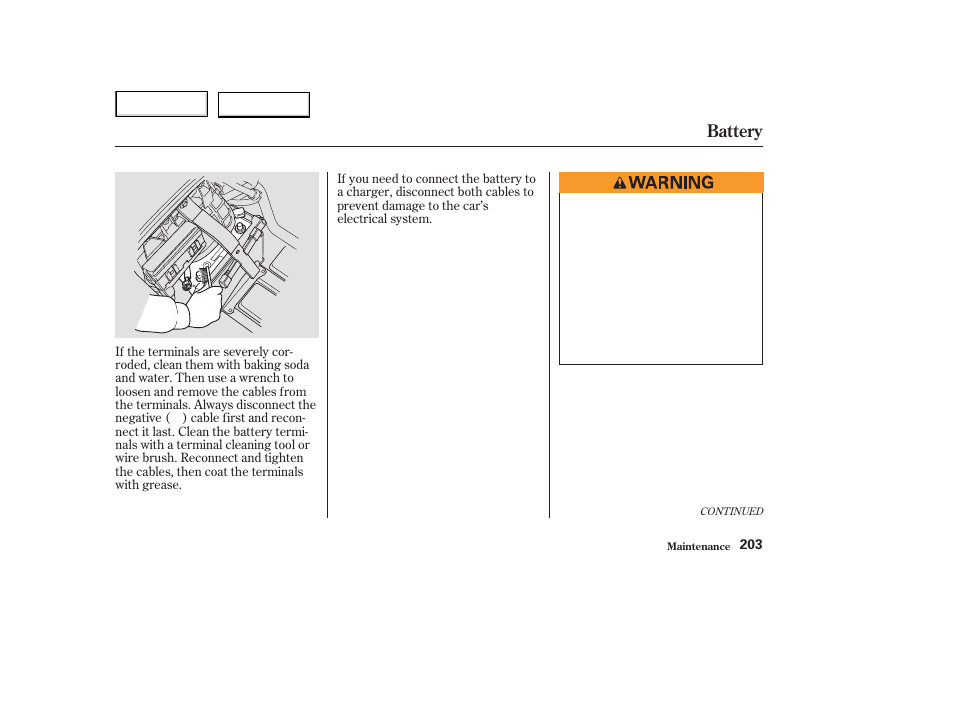 Battery | Acura 2003 NSX - Owner's Manual User Manual | Page 206 / 303