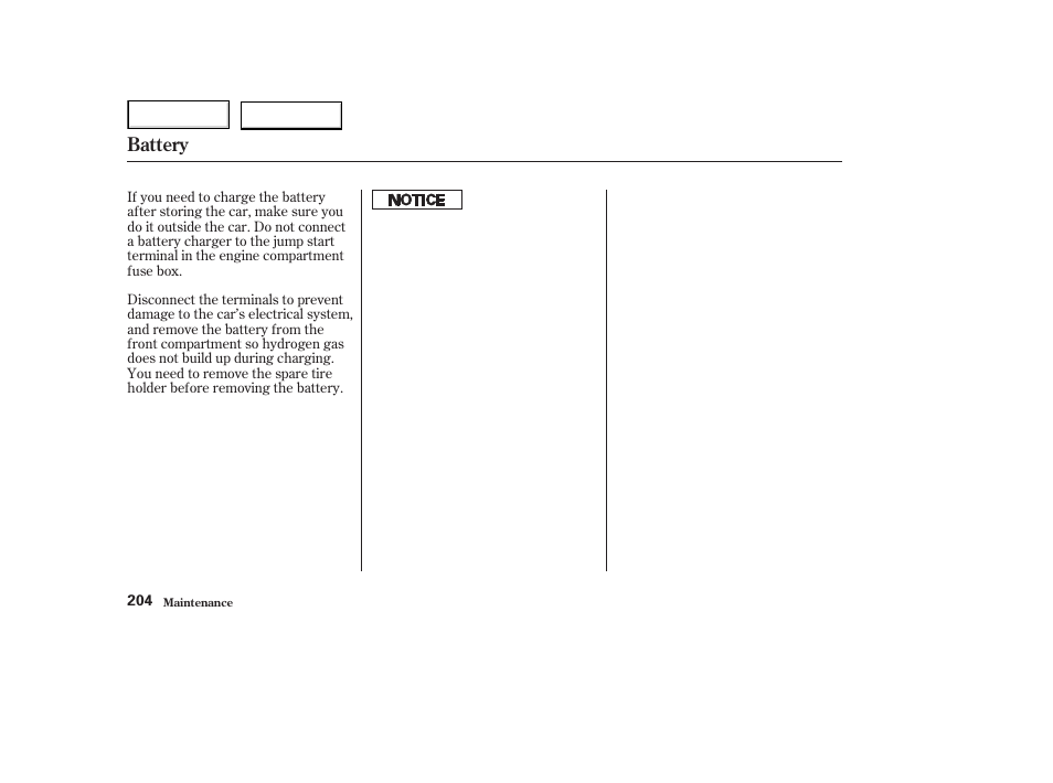 Battery | Acura 2003 NSX - Owner's Manual User Manual | Page 207 / 303