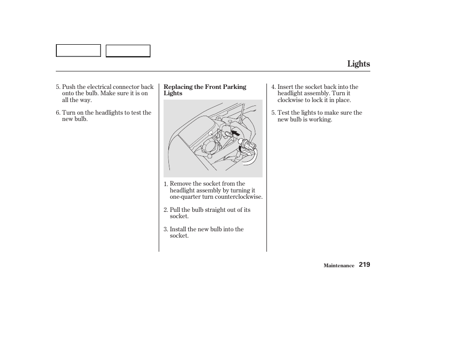 Lights | Acura 2003 NSX - Owner's Manual User Manual | Page 222 / 303