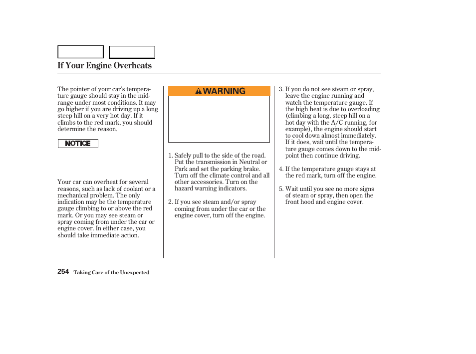 If your engine overheats | Acura 2003 NSX - Owner's Manual User Manual | Page 257 / 303