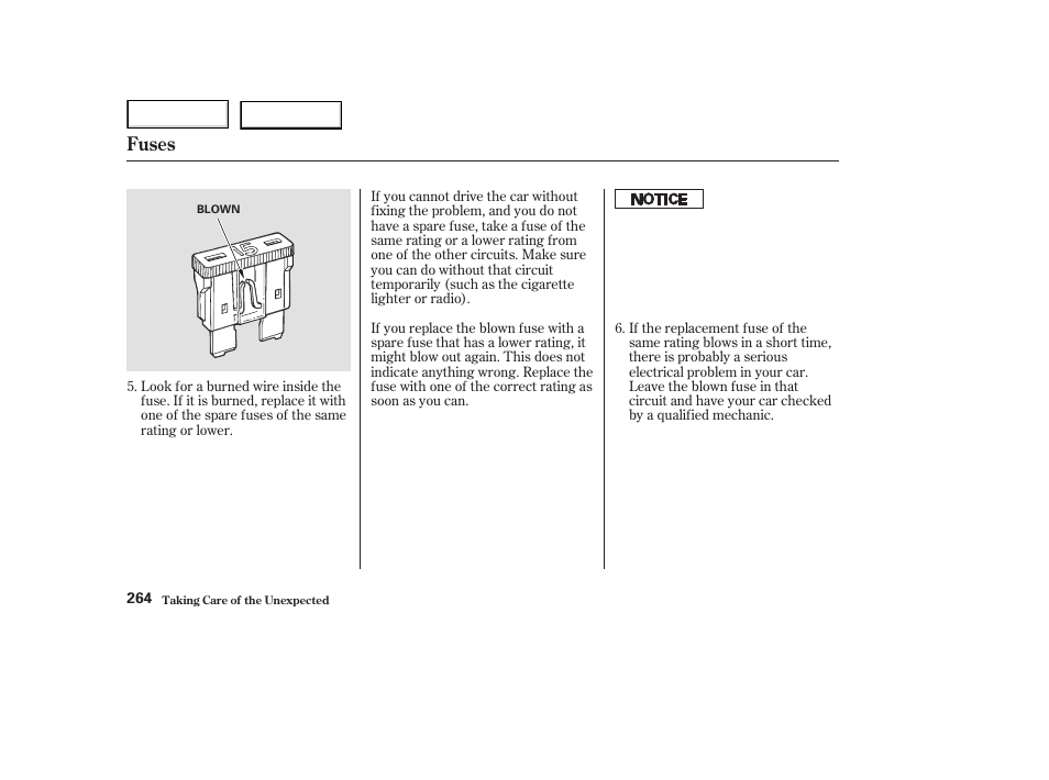 Fuses | Acura 2003 NSX - Owner's Manual User Manual | Page 267 / 303