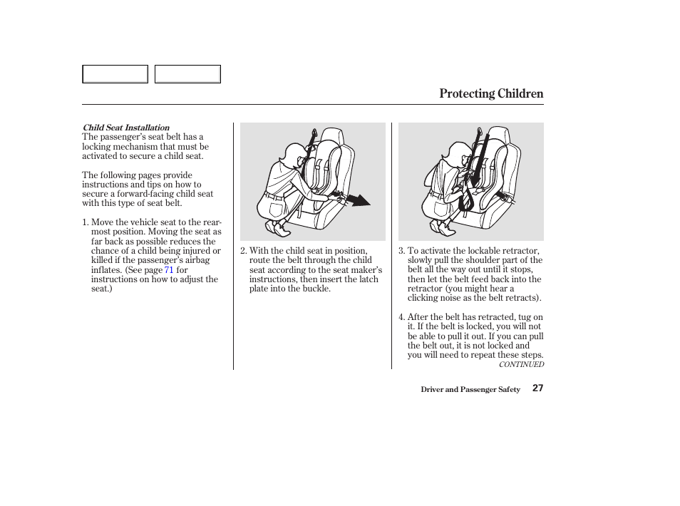 Protecting children | Acura 2003 NSX - Owner's Manual User Manual | Page 30 / 303