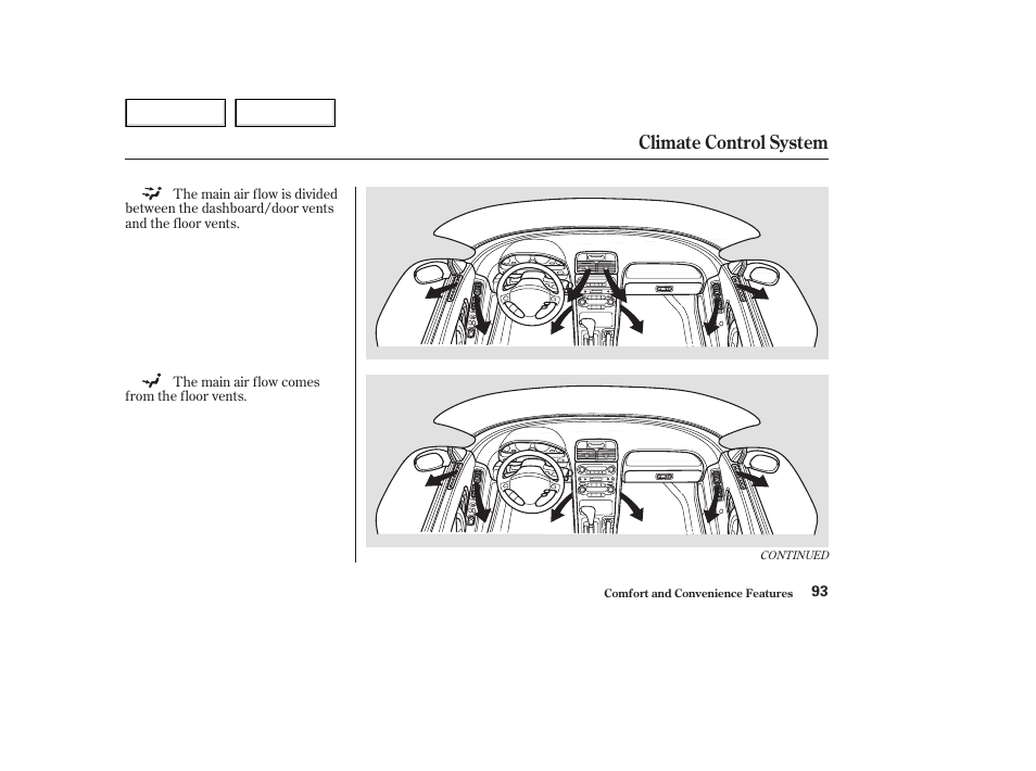 Climate control system | Acura 2003 NSX - Owner's Manual User Manual | Page 96 / 303