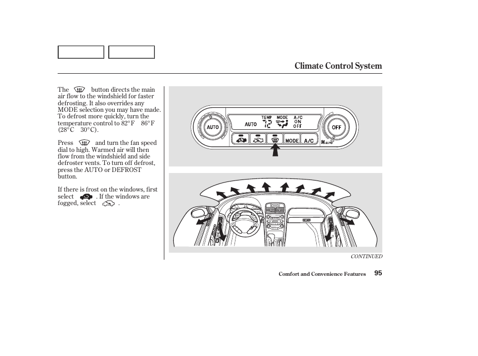 Climate control system | Acura 2003 NSX - Owner's Manual User Manual | Page 98 / 303