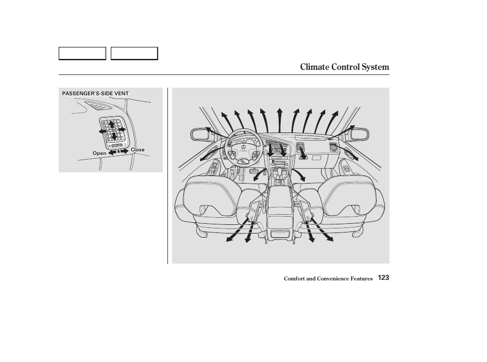 Climate control system | Acura 2003 CL - Owner's Manual User Manual | Page 126 / 355