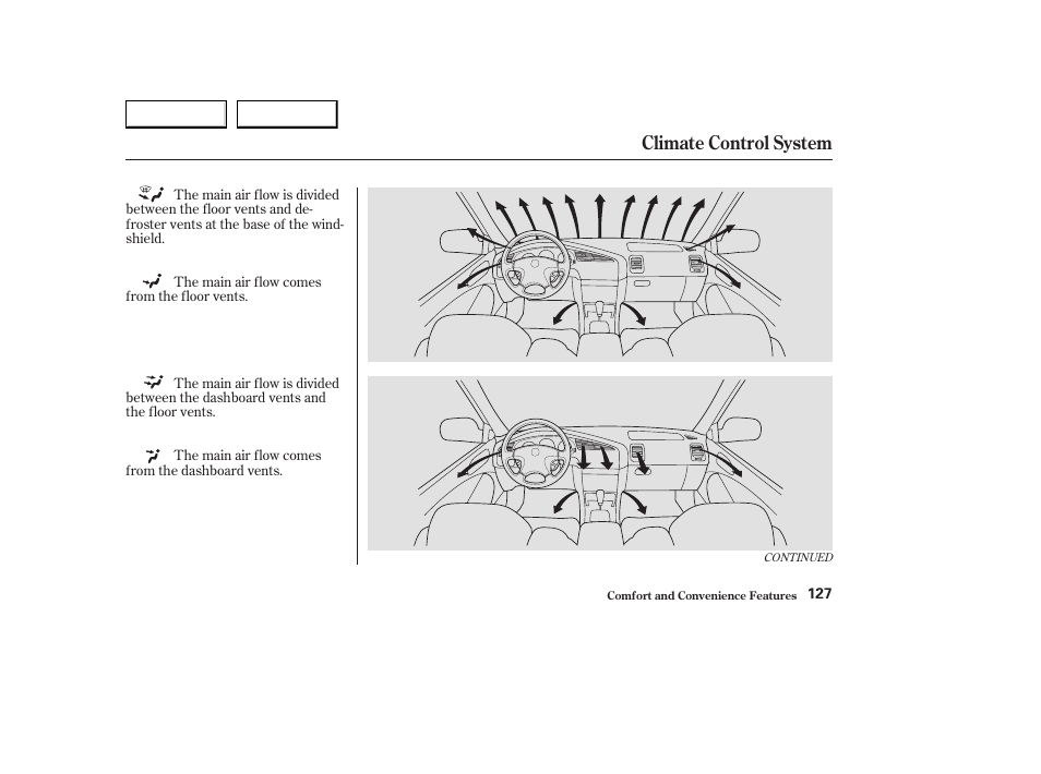 Climate control system | Acura 2003 CL - Owner's Manual User Manual | Page 130 / 355