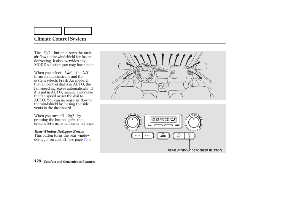 Climate control system | Acura 2003 CL - Owner's Manual User Manual | Page 131 / 355