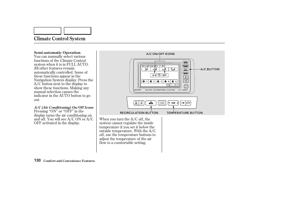 Climate control system | Acura 2003 CL - Owner's Manual User Manual | Page 133 / 355