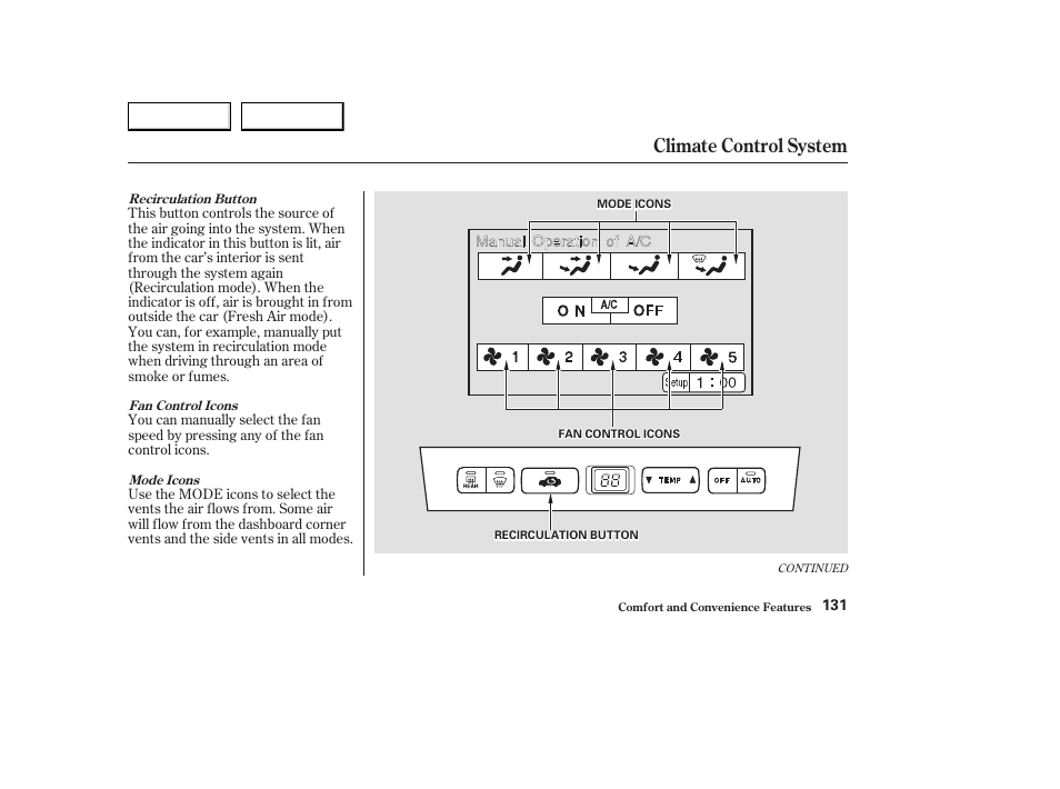 Climate control system | Acura 2003 CL - Owner's Manual User Manual | Page 134 / 355
