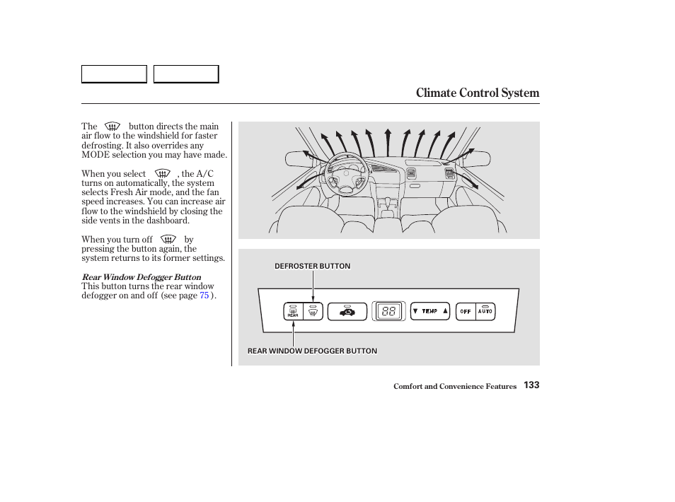 Climate control system | Acura 2003 CL - Owner's Manual User Manual | Page 136 / 355