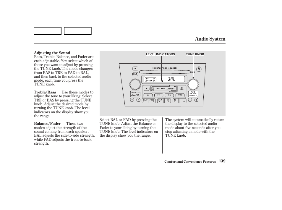 Audio system | Acura 2003 CL - Owner's Manual User Manual | Page 142 / 355
