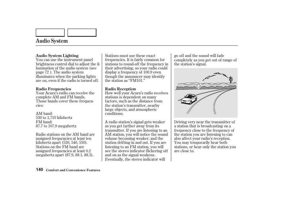 Audio system | Acura 2003 CL - Owner's Manual User Manual | Page 143 / 355