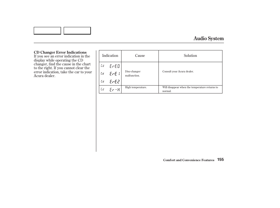 Audio system | Acura 2003 CL - Owner's Manual User Manual | Page 158 / 355