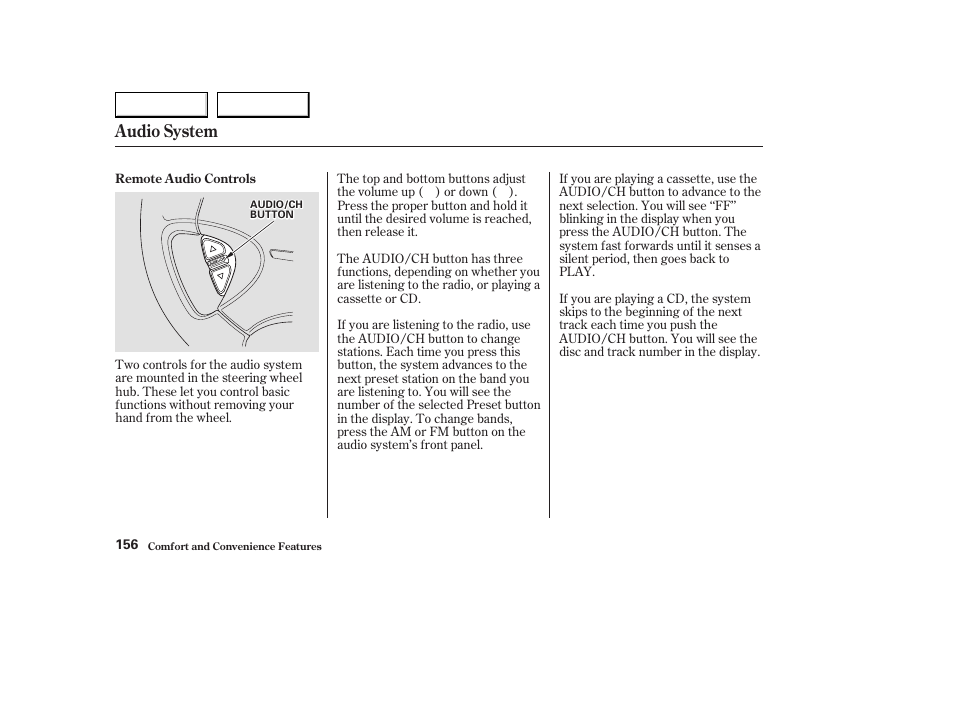 Audio system | Acura 2003 CL - Owner's Manual User Manual | Page 159 / 355