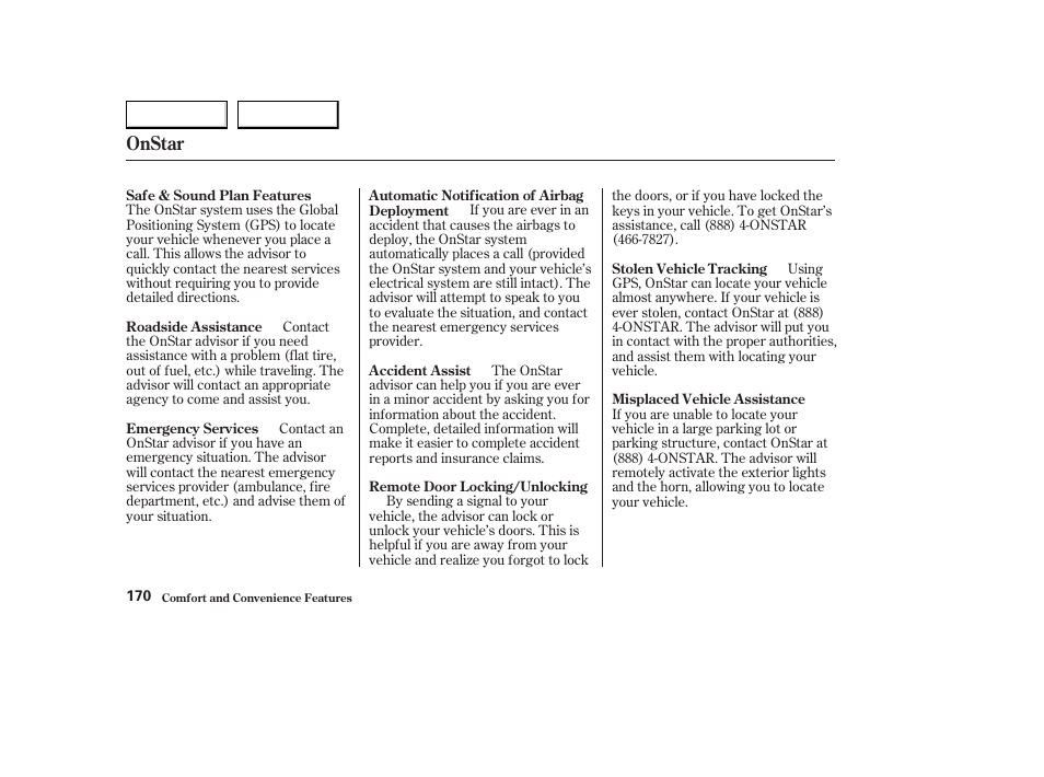 Onstar | Acura 2003 CL - Owner's Manual User Manual | Page 173 / 355