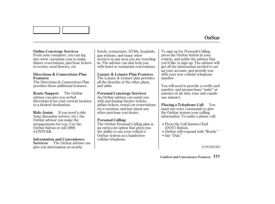 Onstar | Acura 2003 CL - Owner's Manual User Manual | Page 174 / 355