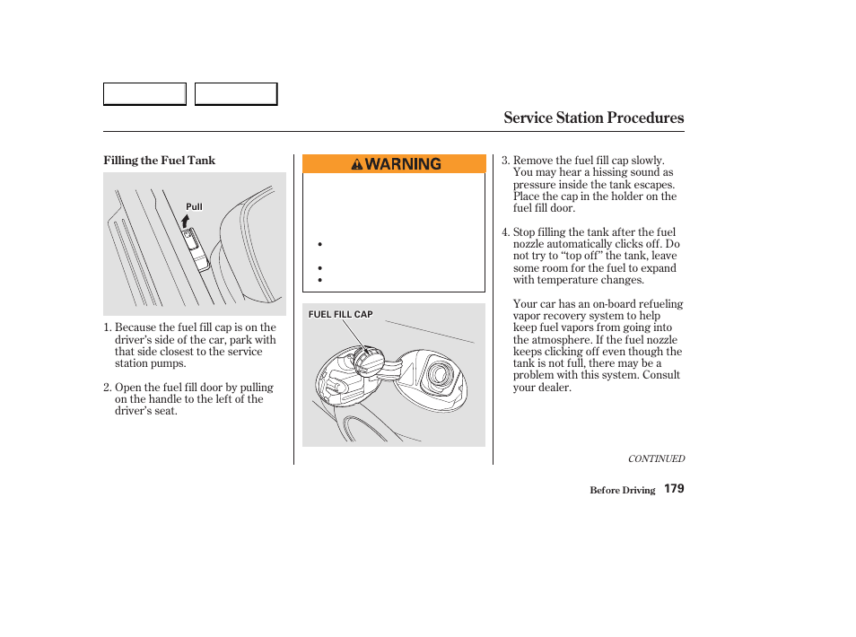 Service station procedures | Acura 2003 CL - Owner's Manual User Manual | Page 182 / 355