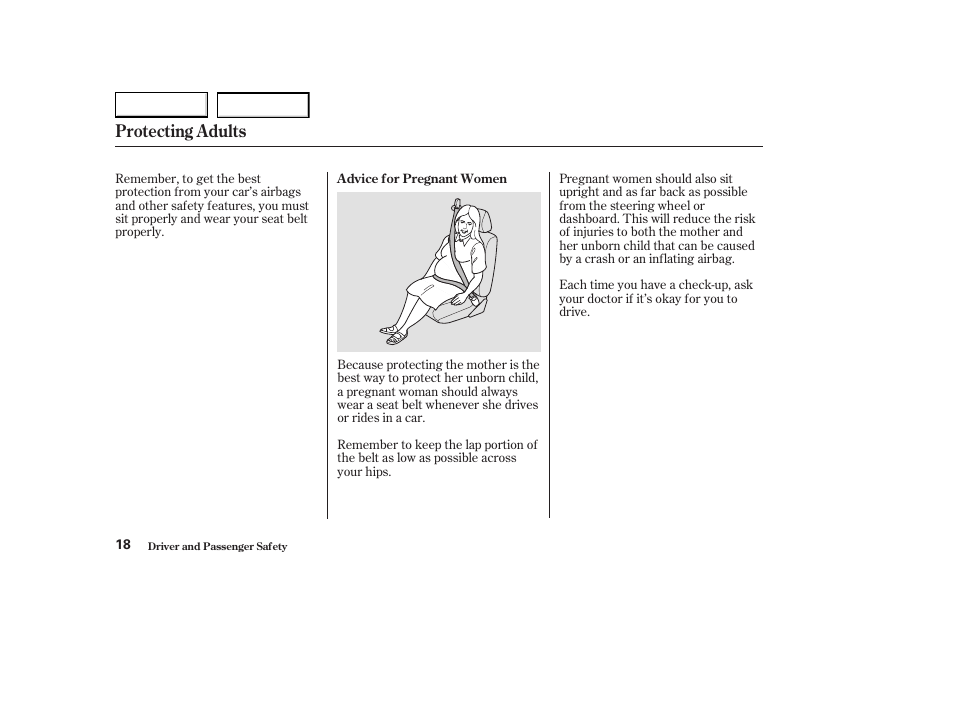 Protecting adults | Acura 2003 CL - Owner's Manual User Manual | Page 21 / 355