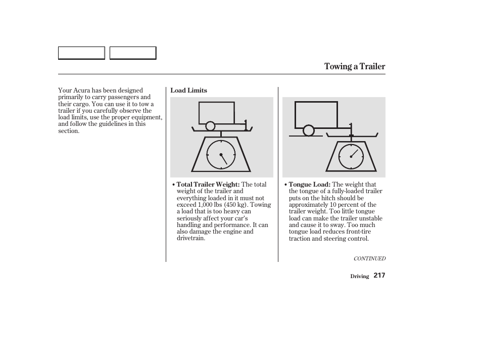 Towing a trailer | Acura 2003 CL - Owner's Manual User Manual | Page 220 / 355