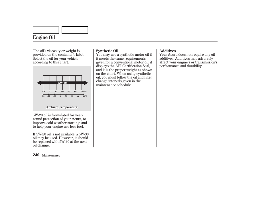 Engine oil | Acura 2003 CL - Owner's Manual User Manual | Page 243 / 355