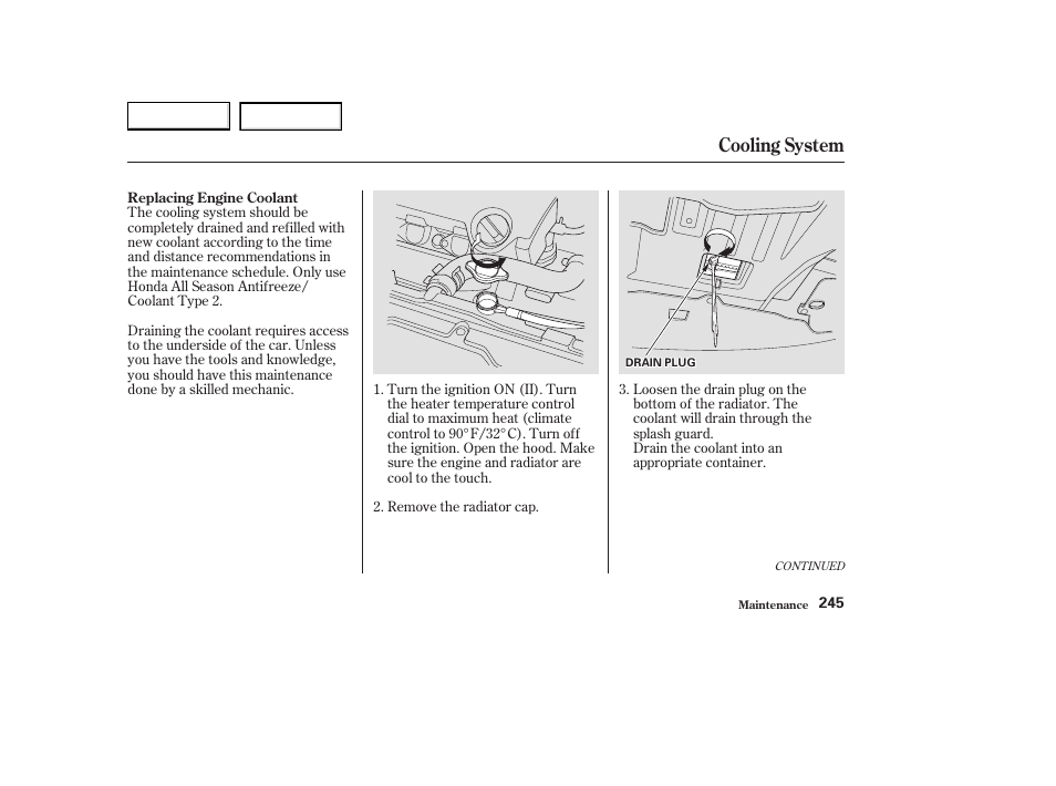 Cooling system | Acura 2003 CL - Owner's Manual User Manual | Page 248 / 355