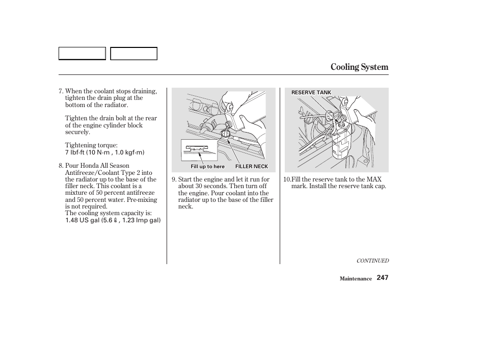 Cooling system | Acura 2003 CL - Owner's Manual User Manual | Page 250 / 355