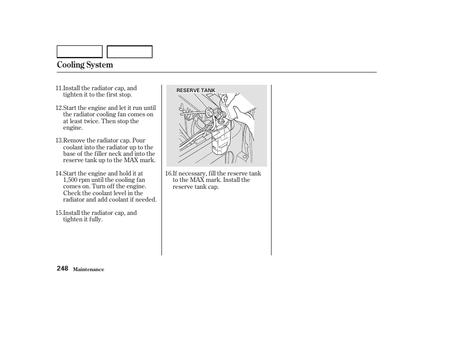 Cooling system | Acura 2003 CL - Owner's Manual User Manual | Page 251 / 355