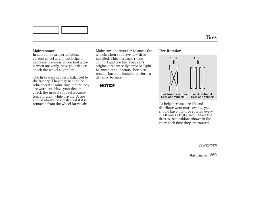 Tires | Acura 2003 CL - Owner's Manual User Manual | Page 272 / 355