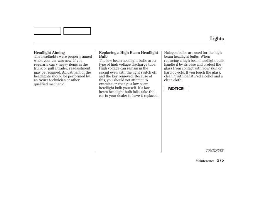 Lights | Acura 2003 CL - Owner's Manual User Manual | Page 278 / 355