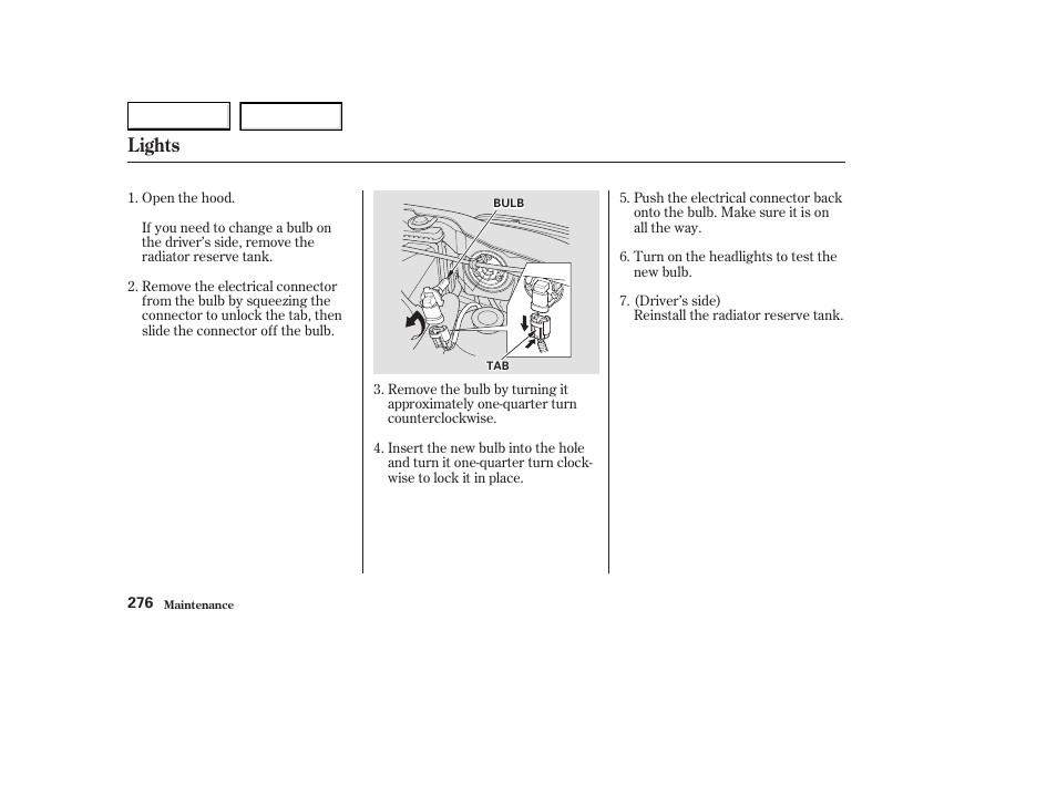Lights | Acura 2003 CL - Owner's Manual User Manual | Page 279 / 355