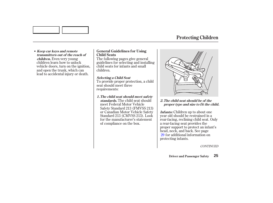 Protecting children | Acura 2003 CL - Owner's Manual User Manual | Page 28 / 355