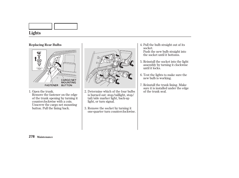 Lights | Acura 2003 CL - Owner's Manual User Manual | Page 281 / 355