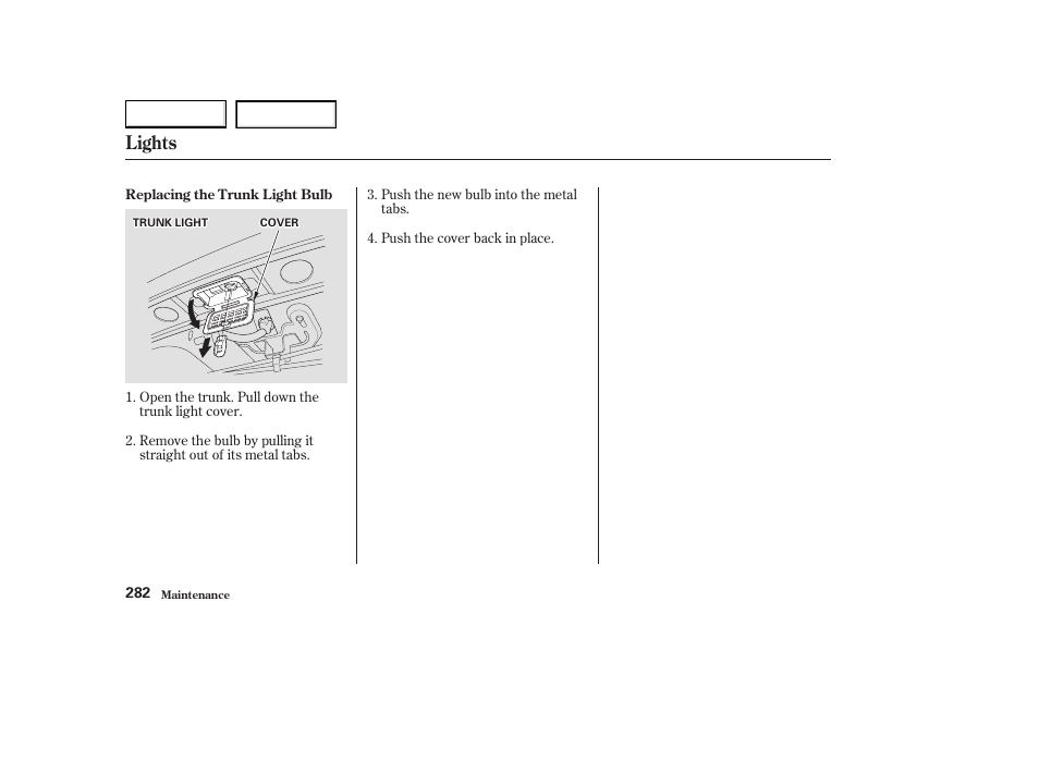 Lights | Acura 2003 CL - Owner's Manual User Manual | Page 285 / 355