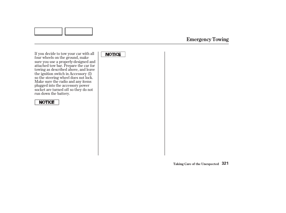 Emergency towing | Acura 2003 CL - Owner's Manual User Manual | Page 324 / 355