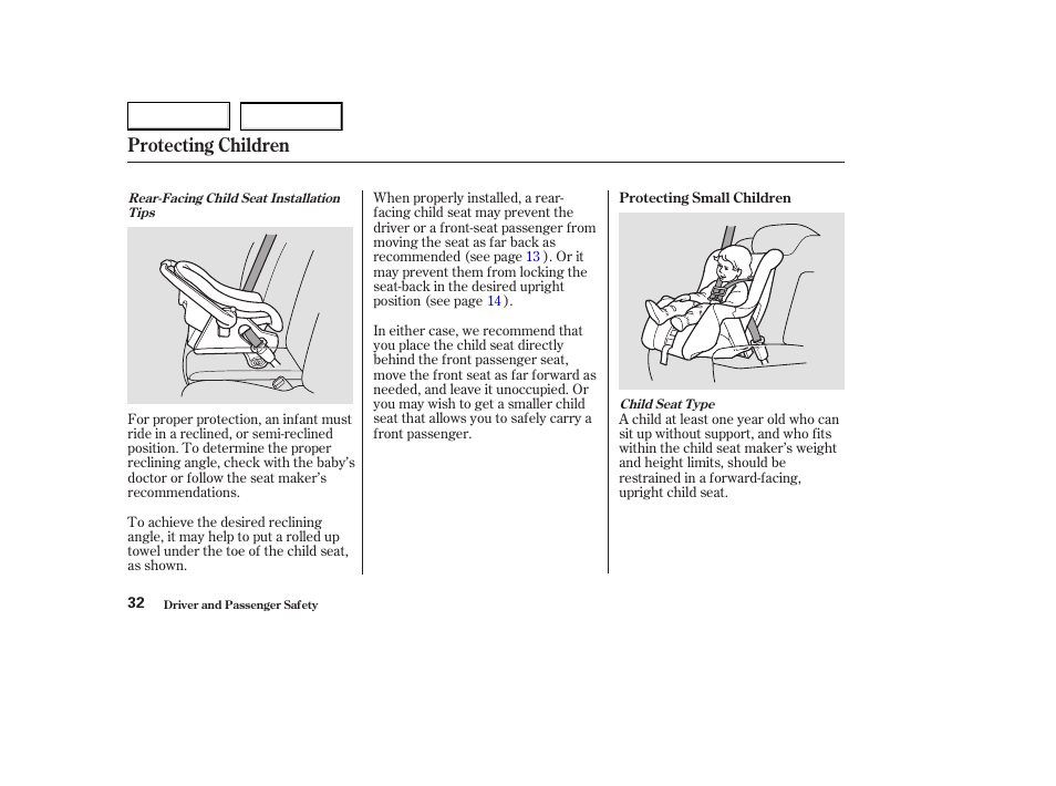 Protecting children | Acura 2003 CL - Owner's Manual User Manual | Page 35 / 355