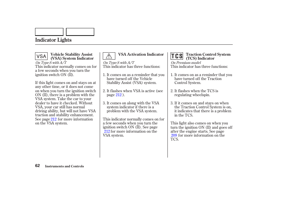 Indicator lights | Acura 2003 CL - Owner's Manual User Manual | Page 65 / 355