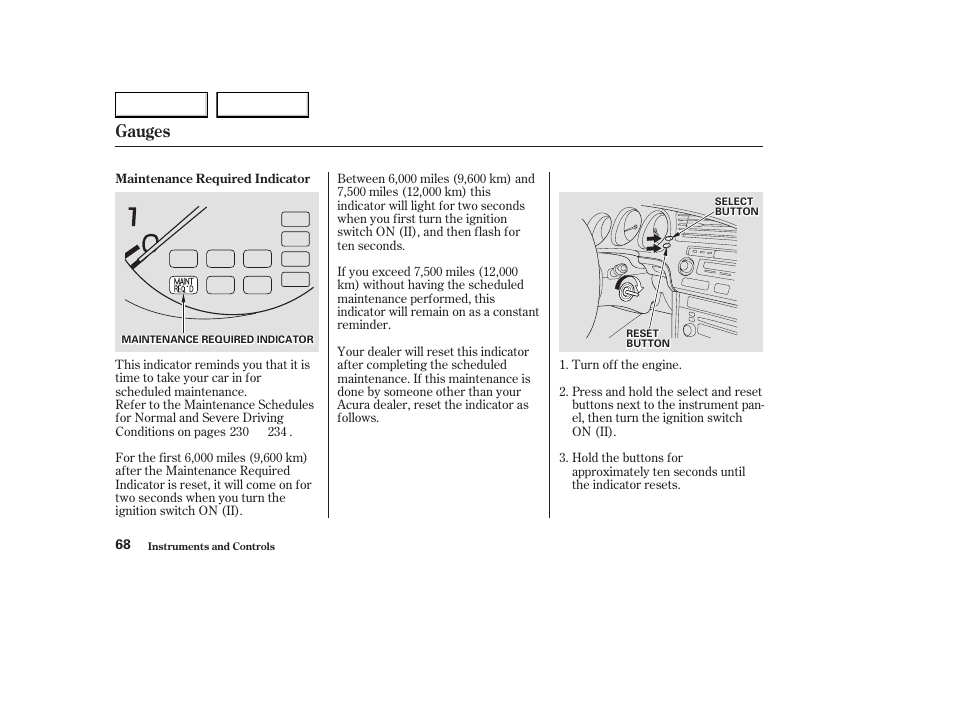 Gauges | Acura 2003 CL - Owner's Manual User Manual | Page 71 / 355