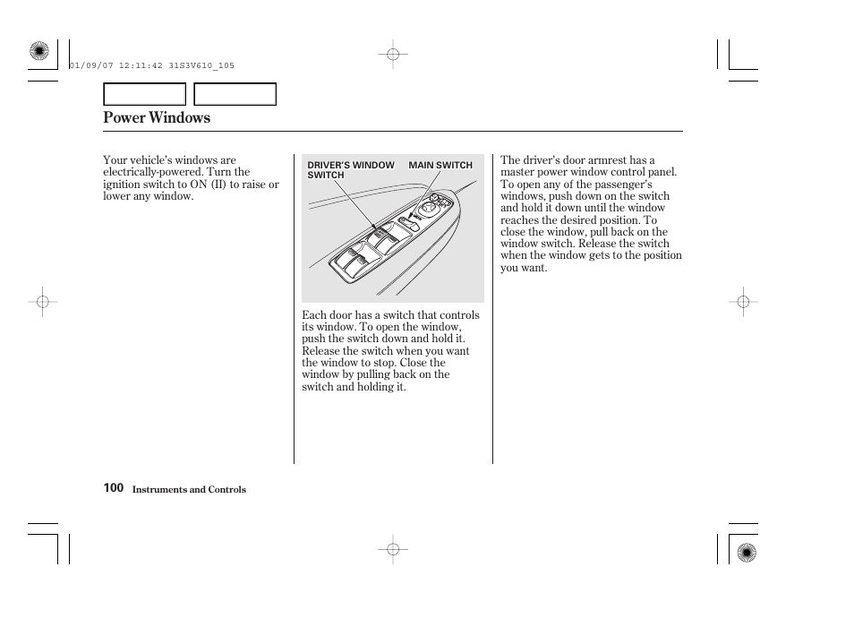 Power windows | Acura 2002 MDX - Owner's Manual User Manual | Page 104 / 372