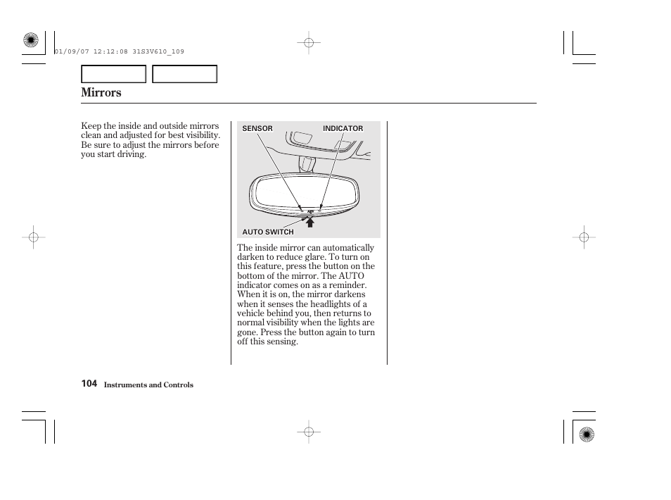 Mirrors | Acura 2002 MDX - Owner's Manual User Manual | Page 108 / 372